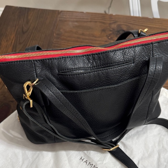 Hammitt Handbags - Hammitt Black Leather Shoulder Bag with Red Zipper
